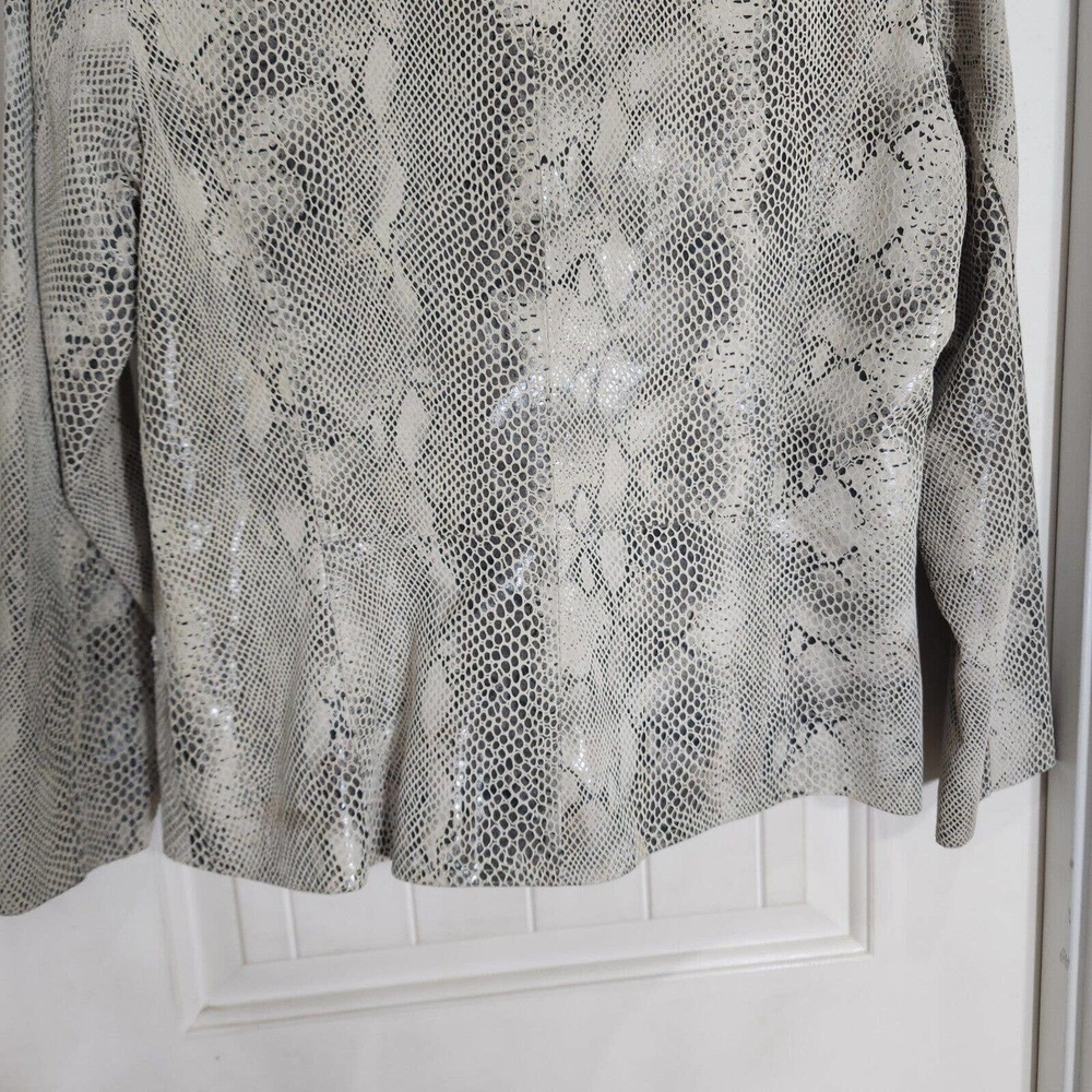 Lucia Womens Jacket Beige Suede Snake Print Vtg 90s Y2K 00s Blazer Coat Size 8 M - Picture 10 of 10